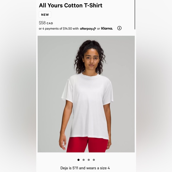 Lululemon all yours cotton tee sz 6 white - Picture 4 of 4